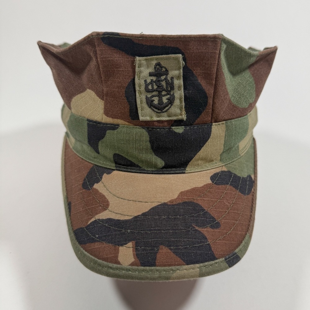 US Navy Woodland Utility Cap 8 Point Type II USN Anchor Patch Small SEKRI Vintag